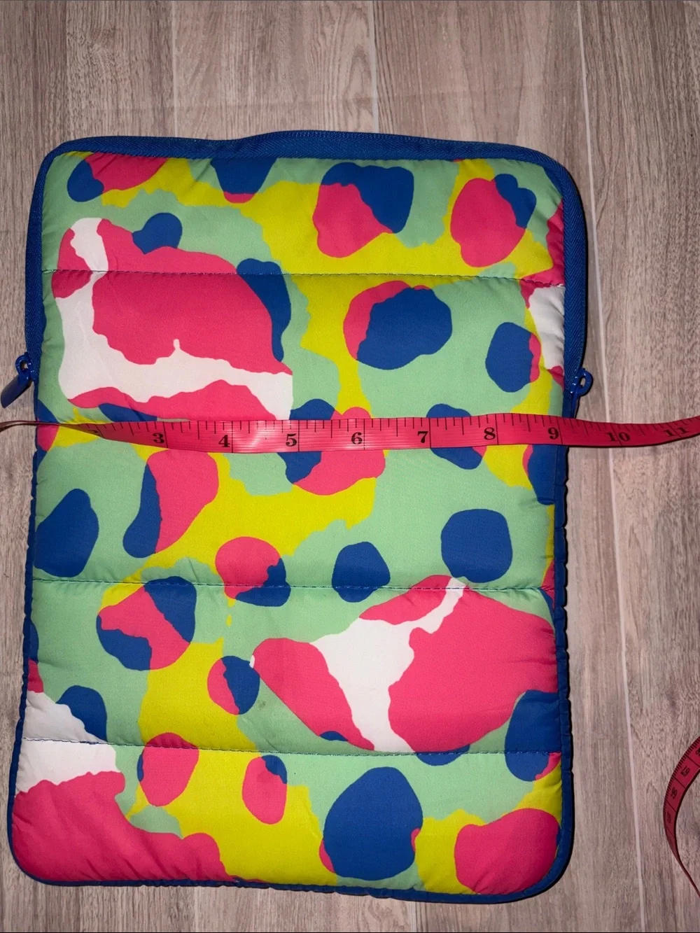 Vibrant Multicolor Padded Tablet Sleeve with Blue Trim